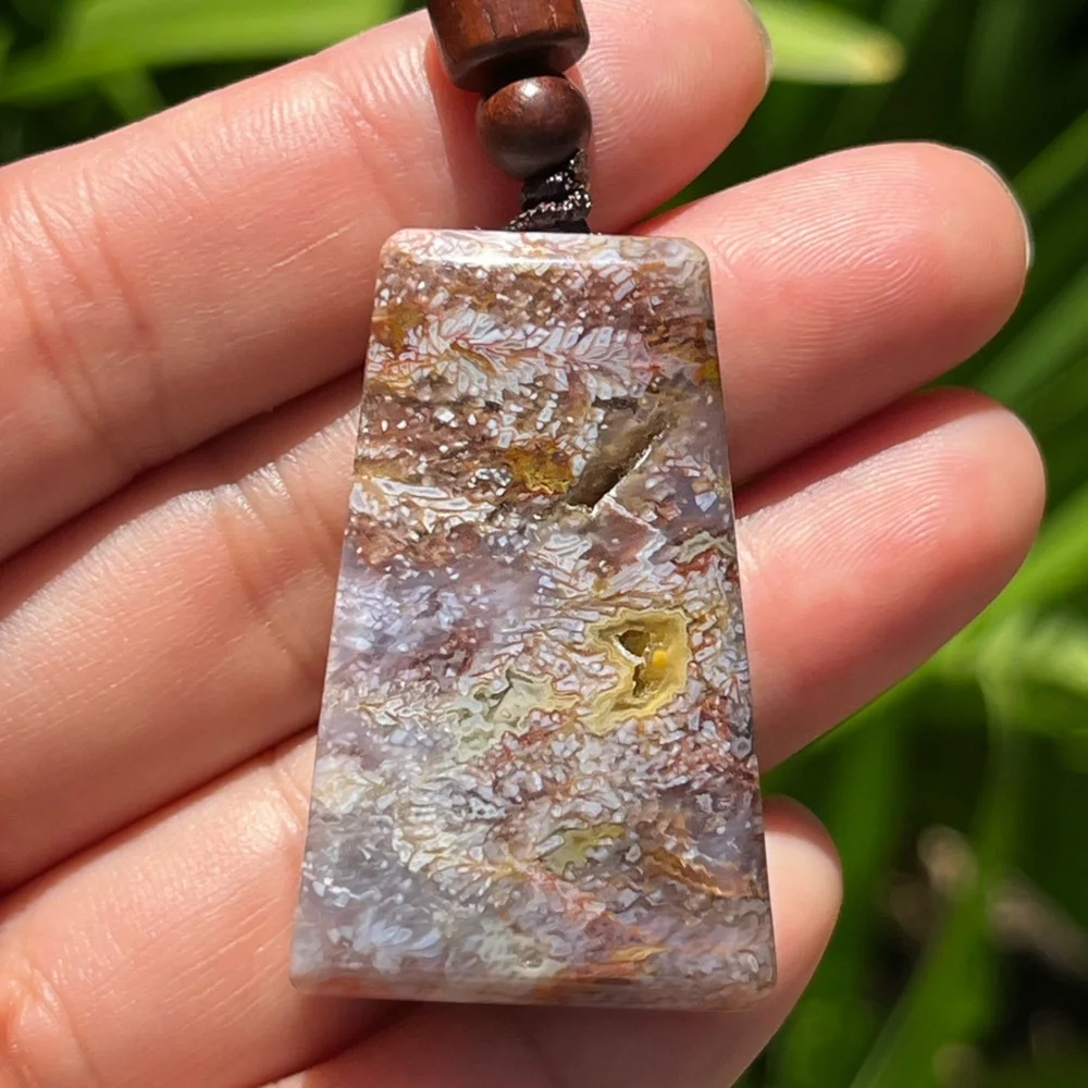 Trapezoid colorful coral jade adjustable‎ cord necklace